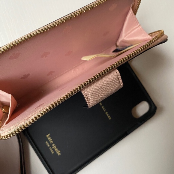 Kate Spade Cameron iPhone X/XS Wristlet Case Saffiano Leather Pale Pink - Picture 2 of 9